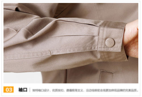 中灰色長(zhǎng)袖夾克工作服訂做袖口細(xì)節(jié)圖