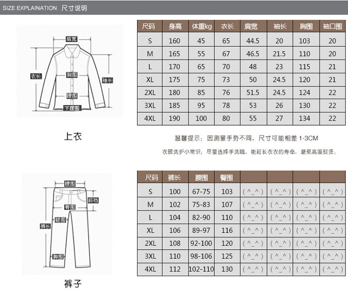 現(xiàn)貨夏裝工作服批發(fā)定做款式規(guī)格尺寸圖表